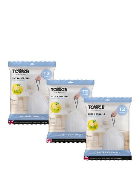 tower-pack-of-3-x-20-liners-for-75-litre-bins-ndash-60-bags-in-total