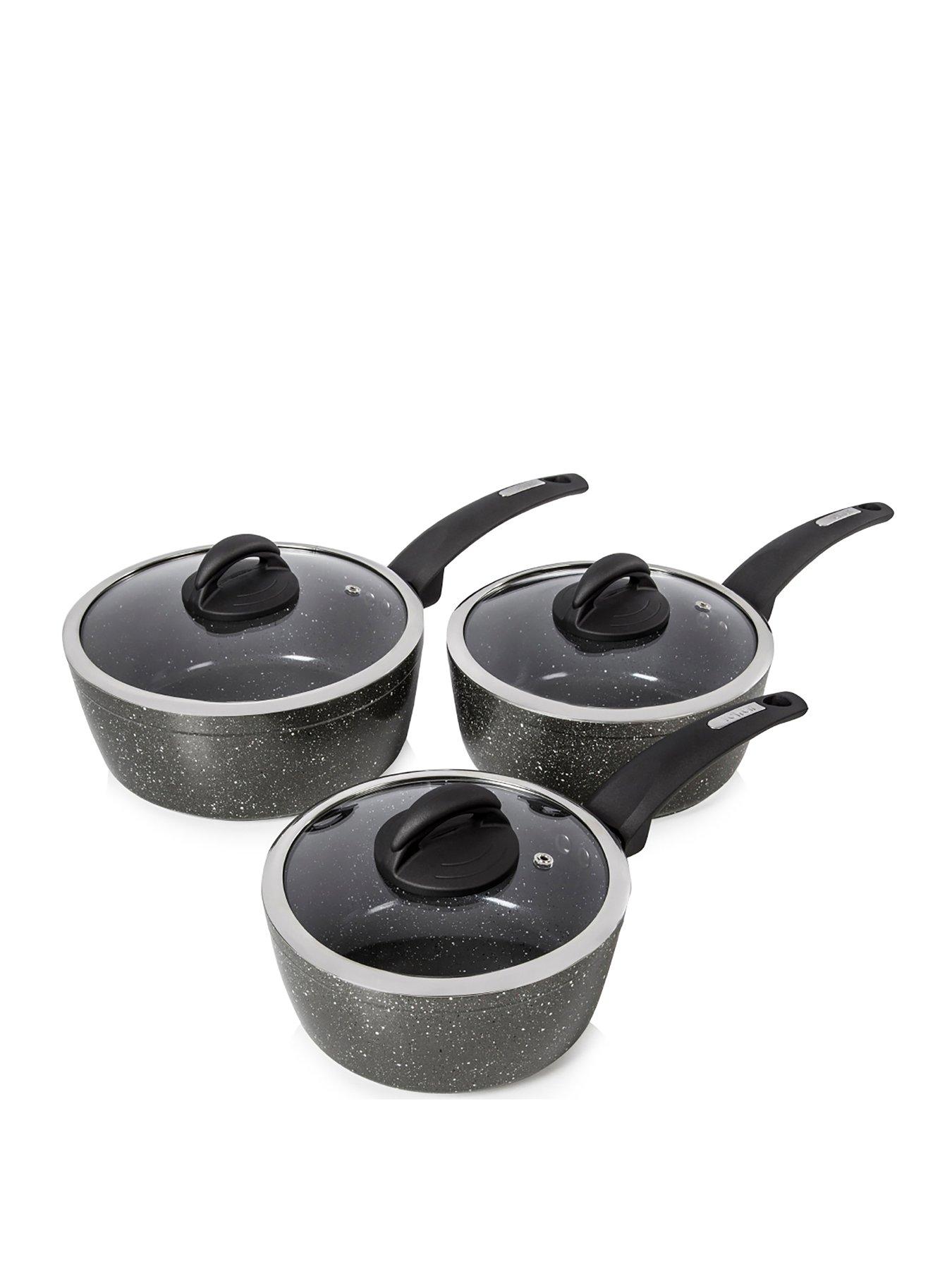 Product photograph of Tower Cerastone Forged 3 Piece Saucepan - Graphite from very.co.uk
