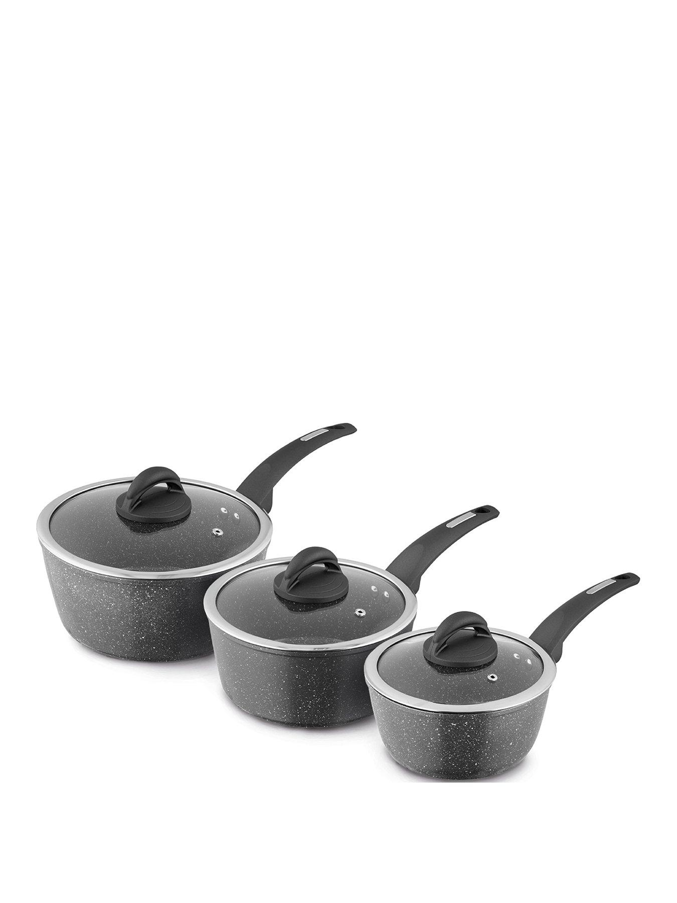 Product photograph of Tower Cerastone Forged 3 Piece Saucepan - Graphite from very.co.uk