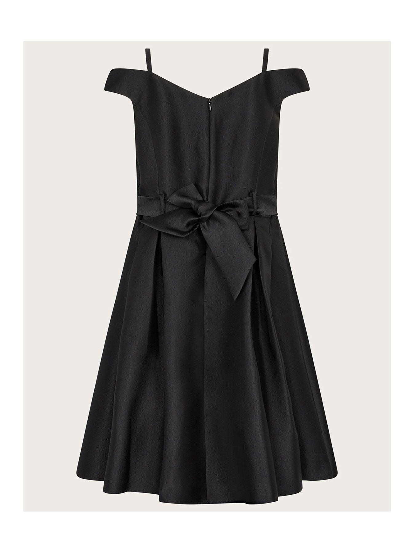 Monsoon Girls Bardot Duchess Twill Prom Dress - Black | very.co.uk