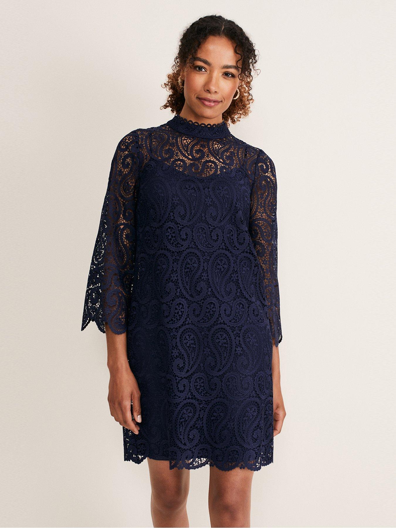 navy blue lace dress