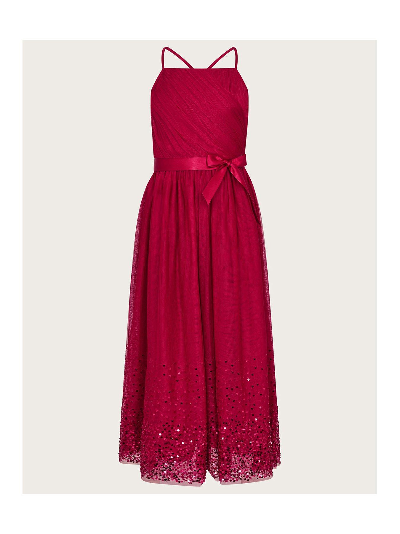 Monsoon Girls Lana Sequin Prom Dress Red very.co.uk