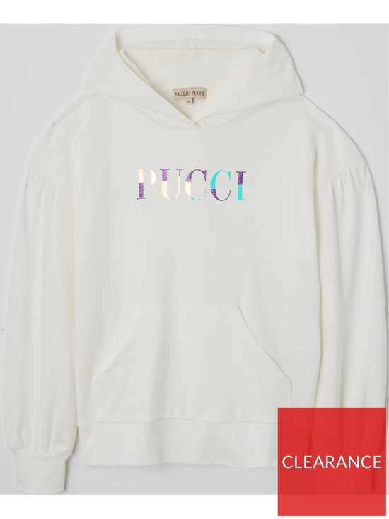 front image of emilio-pucci-white-logo-hoodie