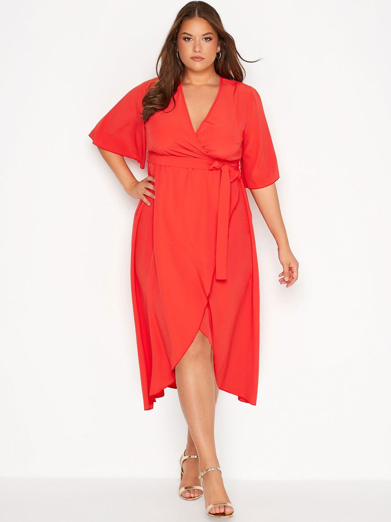 Yours Midi Wrap Dress - Red | very.co.uk