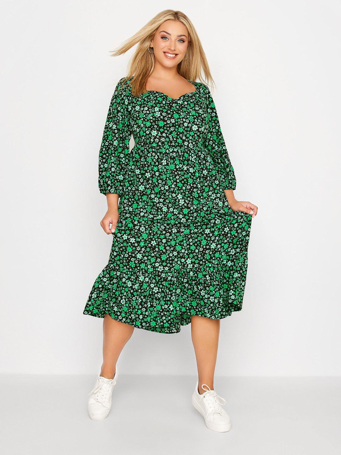 YOURS Plus Size Black Floral Print Midaxi Dress