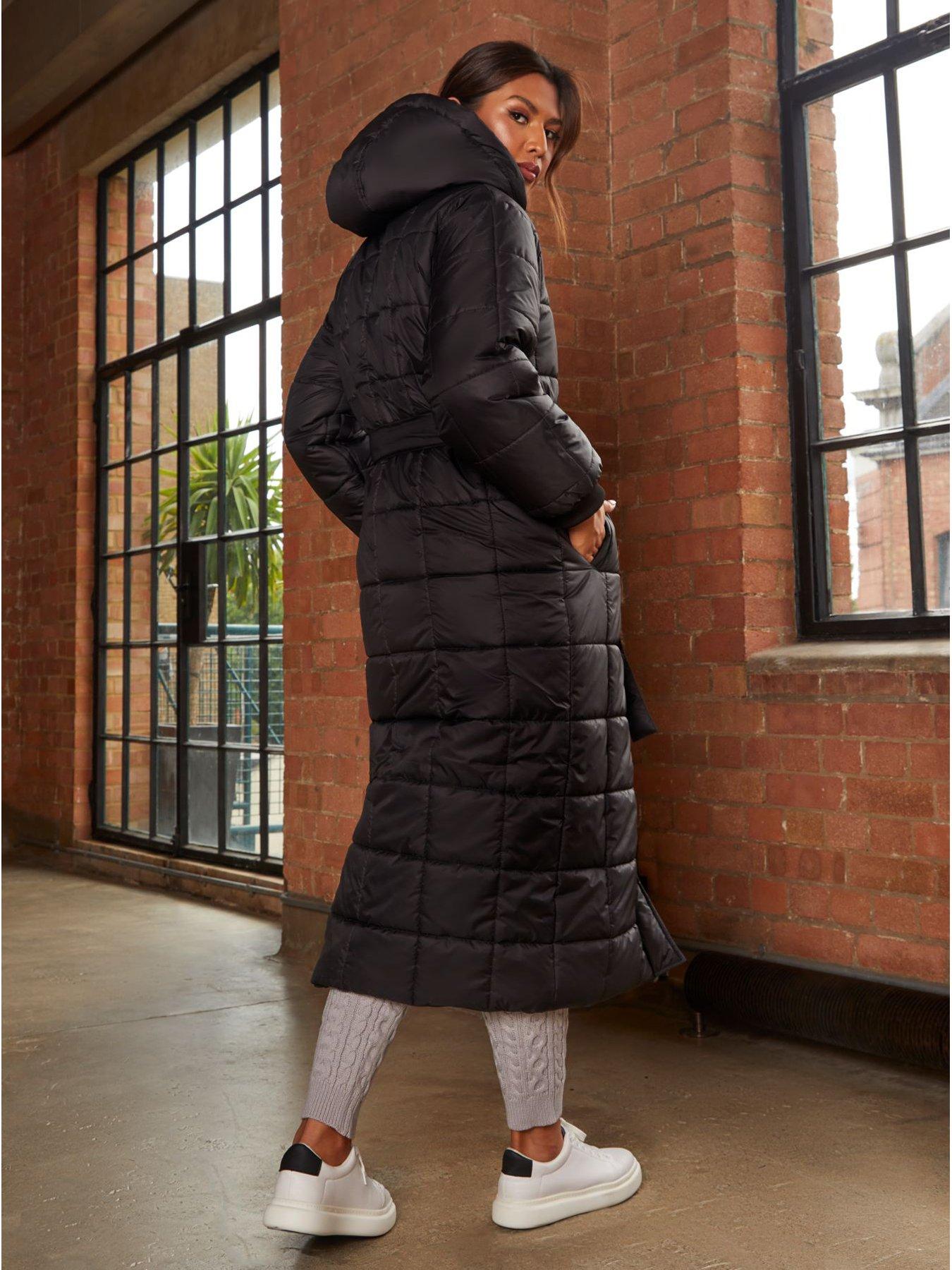 Black padded longline coat