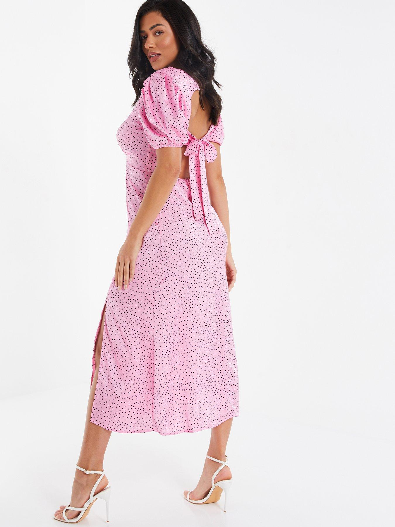 quiz polka dot dress pink