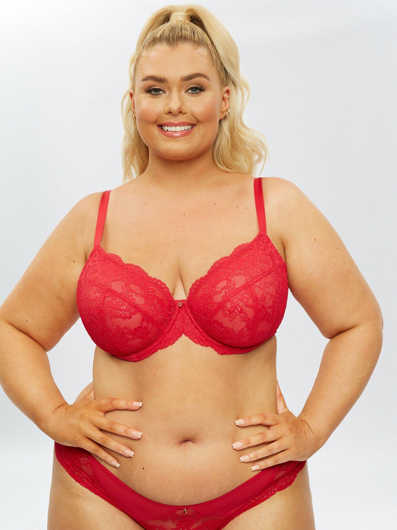 Red Ann Summers Sexy Lace Plunge Push Up Bra
