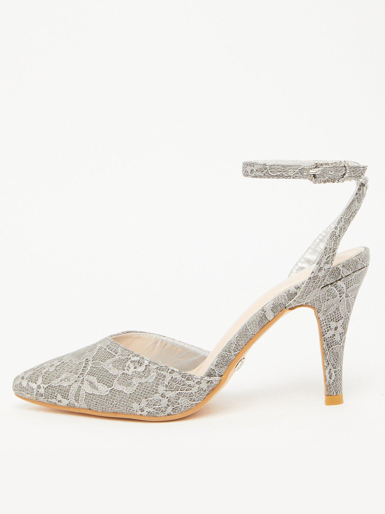 Quiz Glitter Lace Court Heels Very