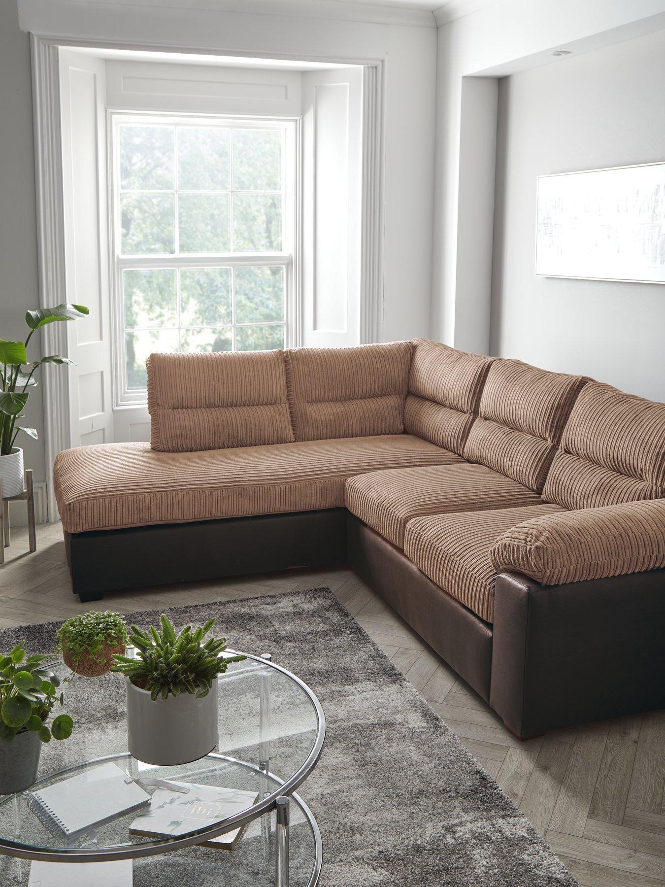 Product photograph of Very Home Armstrong Left Hand Corner Group Sofa - Brown from very.co.uk