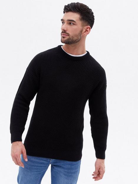 new-look-black-fine-knit-relaxed-fit-crew-neck-jumper