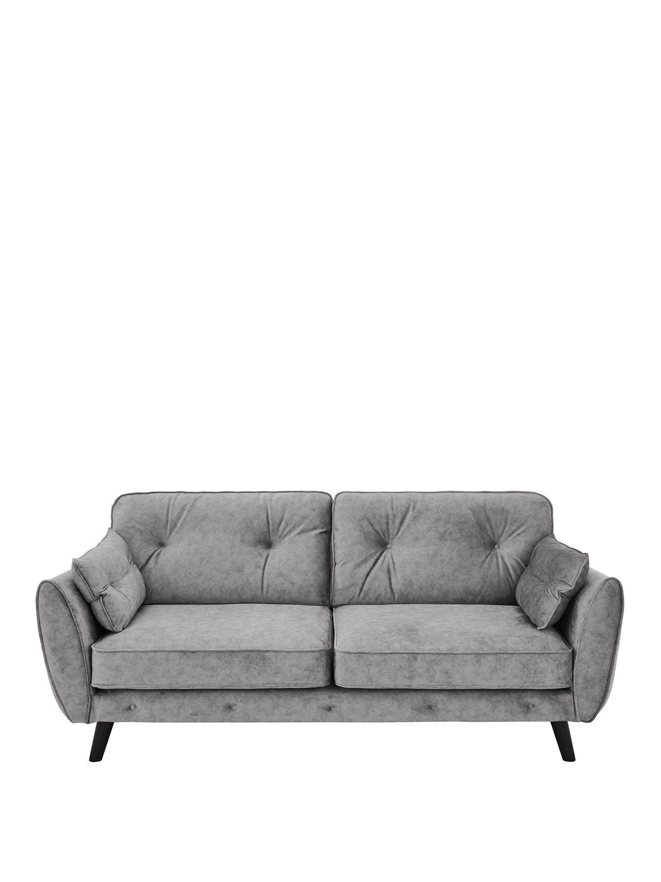 Image 2 of 5 of Very Home Paulo Velvet&nbsp;3 Seater Sofa - Grey - FSC&reg; Certified