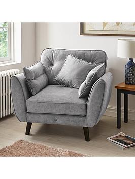 Product photograph of Very Home Paulo Velvet Armchair - Grey - Fsc Reg Certified from very.co.uk