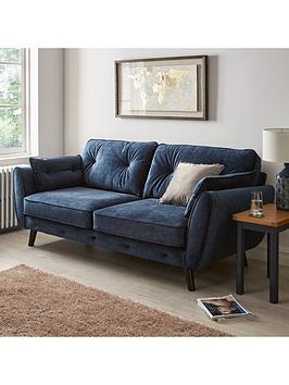 Product photograph of Very Home Paulo 3 Seater Fabric Sofa - Navy - Fsc Reg Certified - 3 Seater Sofa from very.co.uk