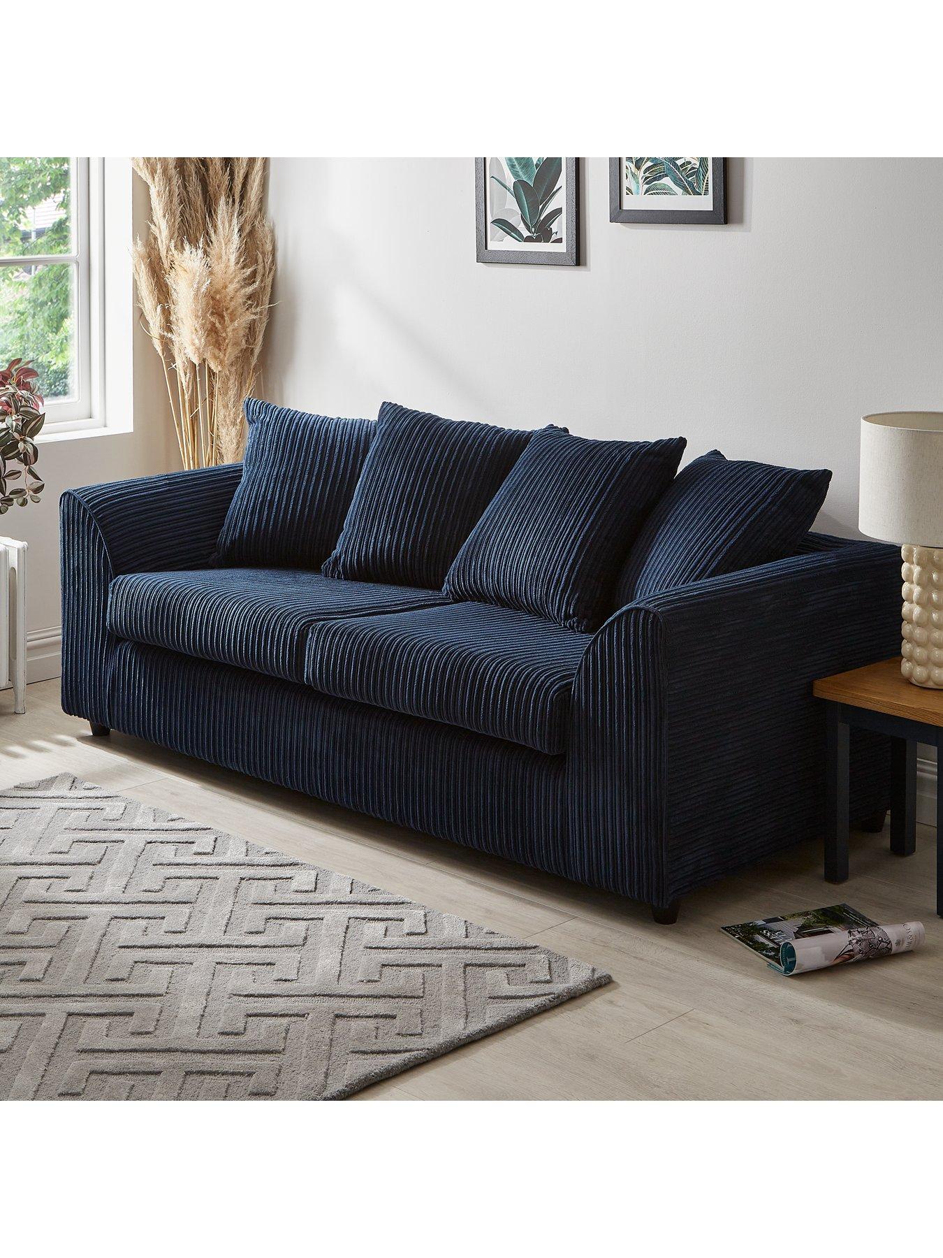 Dark blue deals fabric sofa