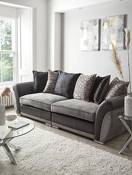 Hilton Fabric And Faux Leather 4 Seater Scatter Back Sofa