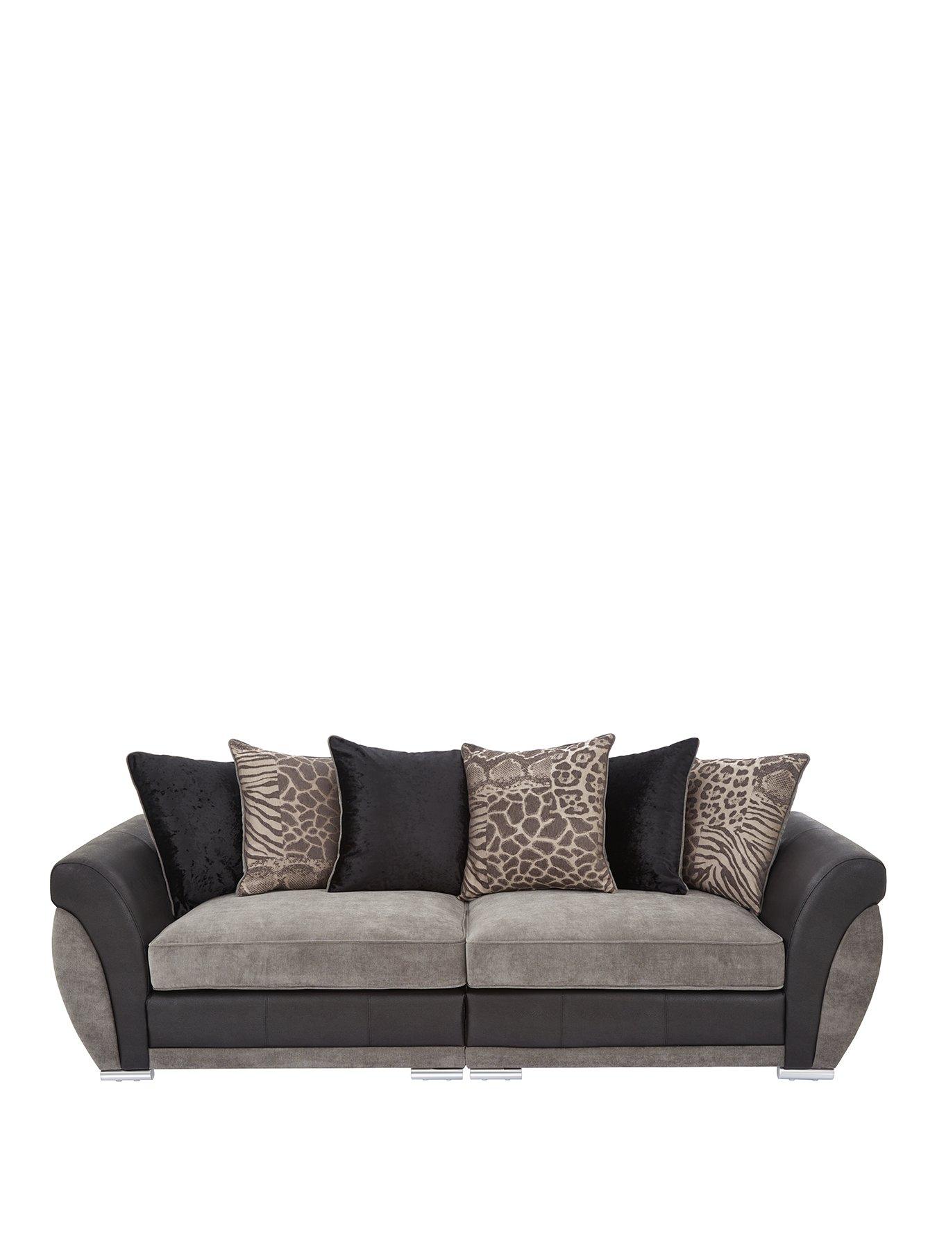 Very Home Hilton Fabric and Faux Leather 4 Seater Scatter Back Sofa