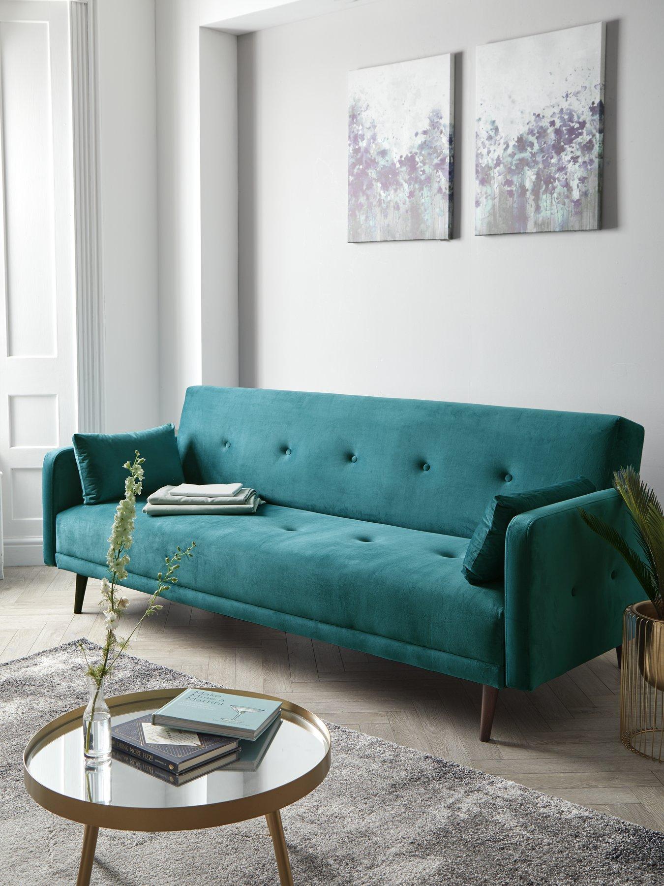 The Very Collection Cadiz Velvet Sofa Bed - Teal - FSC® Certified