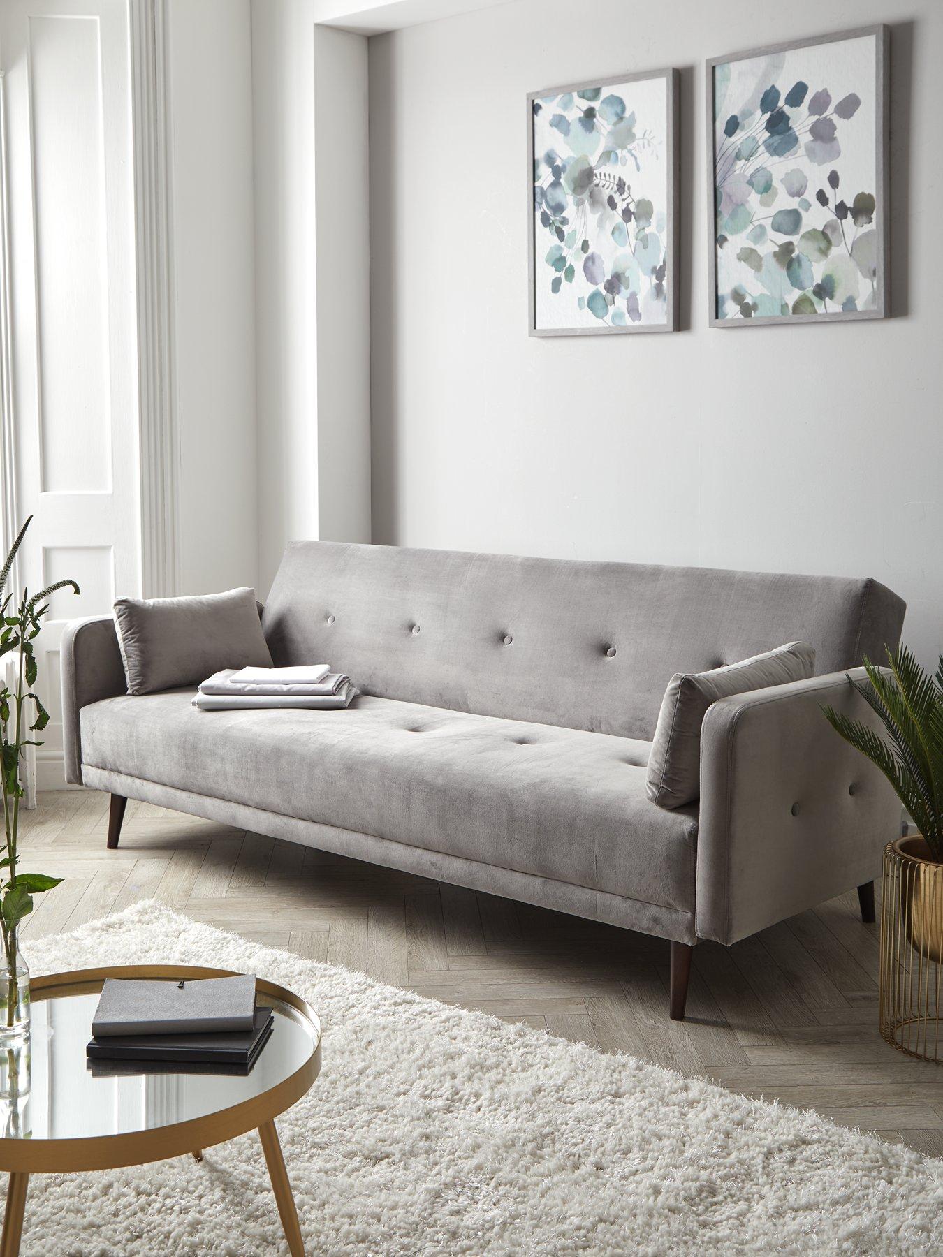 The Very Collection Cadiz Velvet Sofa Bed - Grey - FSC® Certified