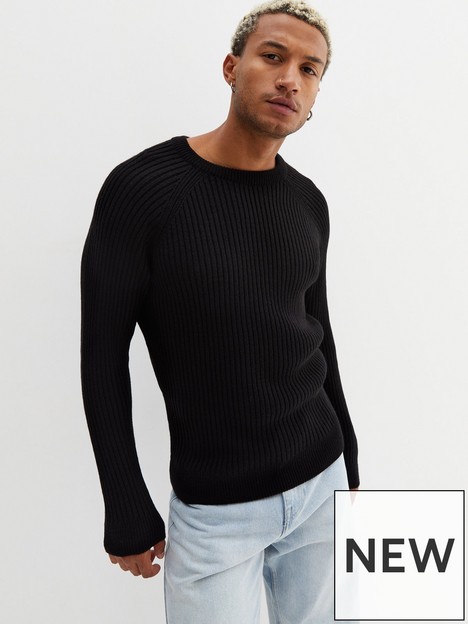 new-look-black-ribbed-knit-regular-fit-jumper