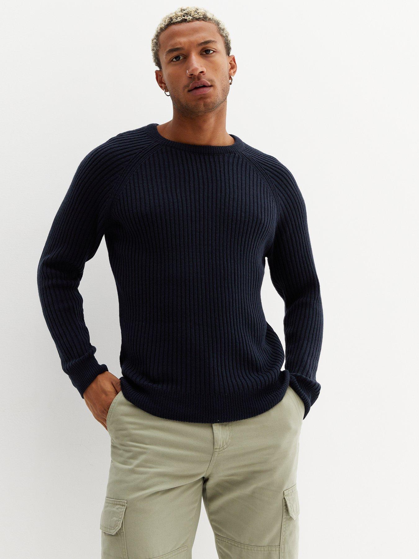 New Look Navy Ribbed Knit Regular Fit Jumper | very.co.uk