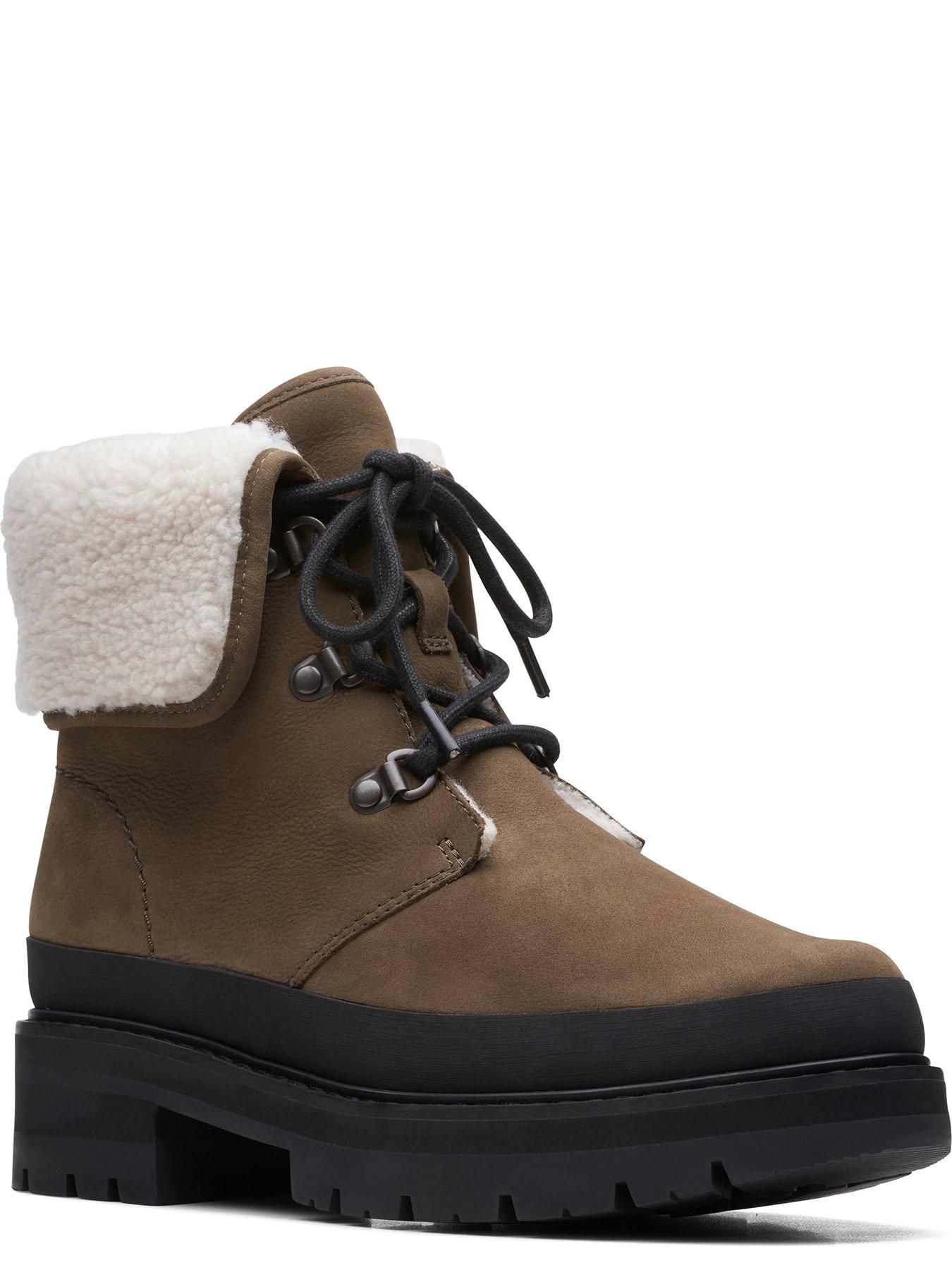 Clarks shearling outlet boots