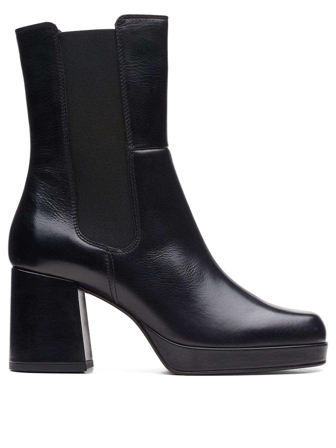 Clarks black heeled clearance boots