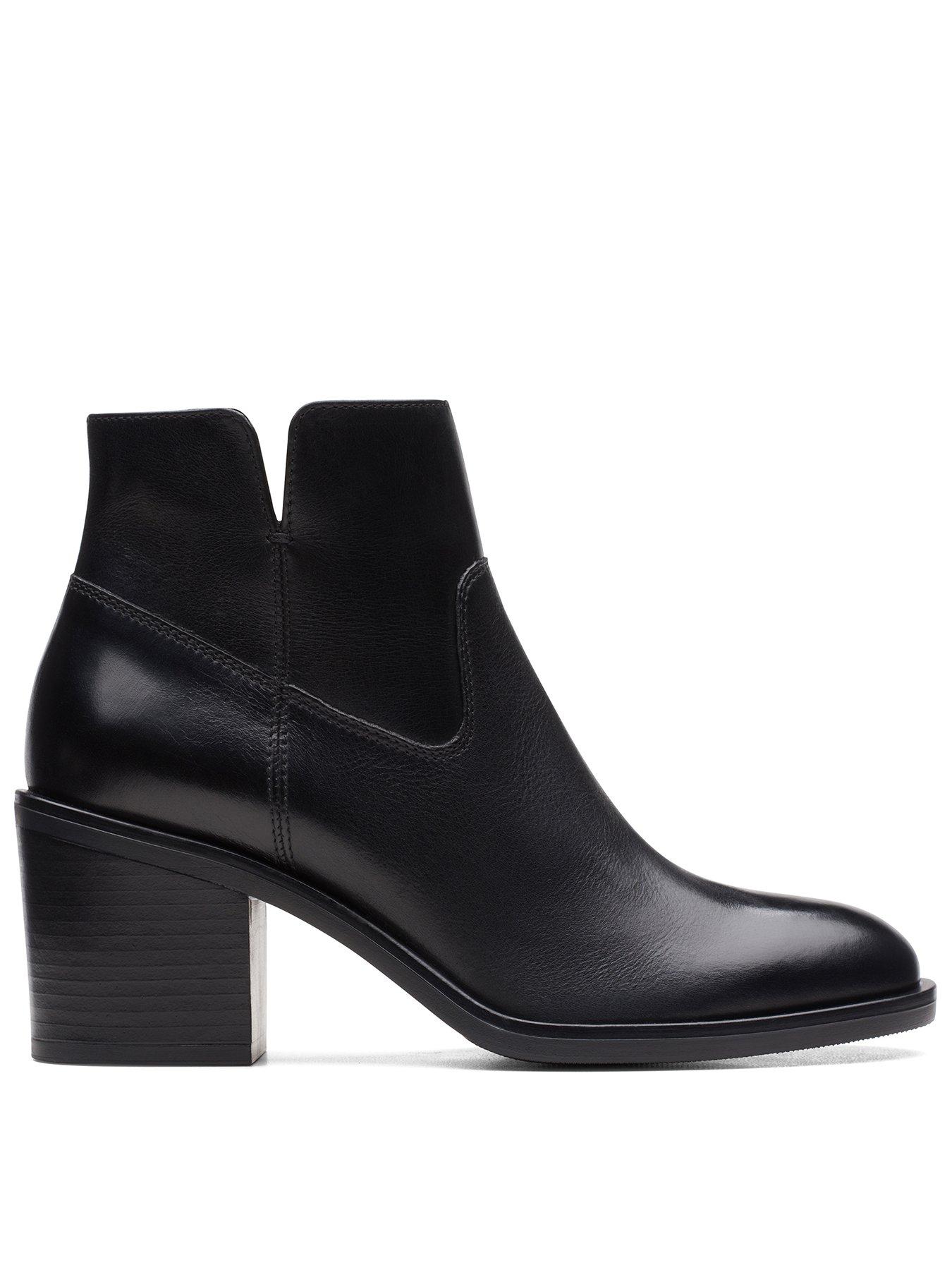 Chesta block heel ankle boot in black on sale lycra