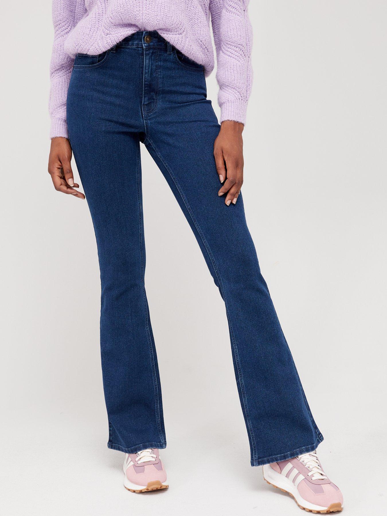 PIECES Peggy Flared High Waisted Jeans - Dark Blue very.co.uk