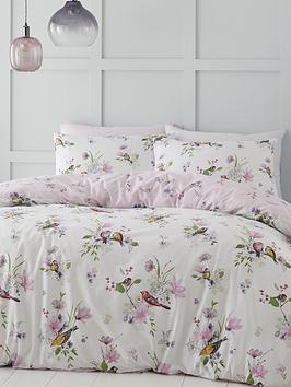 Product photograph of Catherine Lansfield Songbird Duvet Cover Set - Pink from very.co.uk