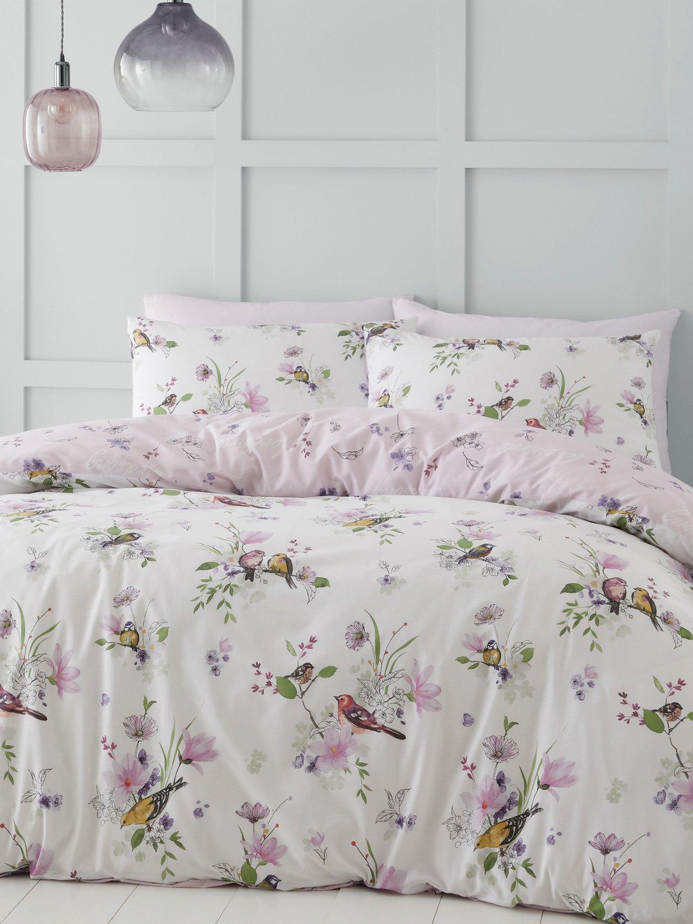 Image 1 of 6 of Catherine Lansfield Songbird Duvet Cover Set - Pink