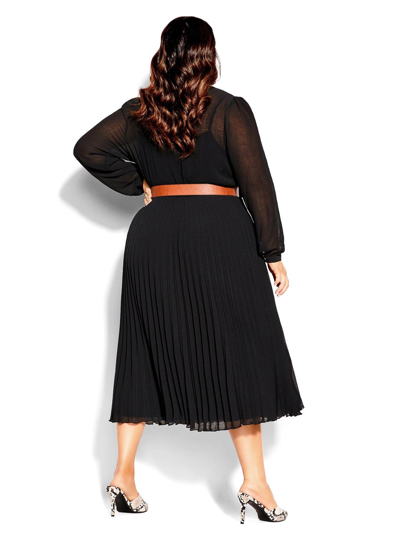 City Chic Precious Pleat Dress Black very.co.uk