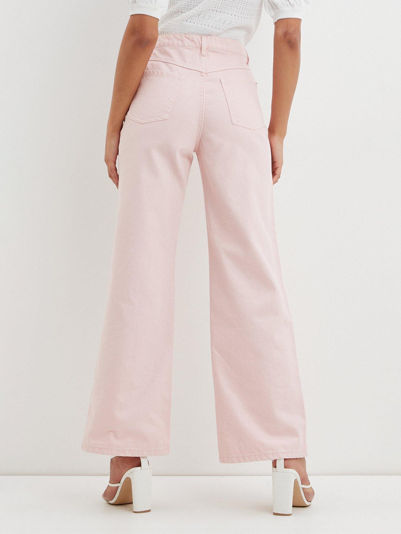 Dorothy Perkins Full Length Wide Leg Jean - Pale Pink