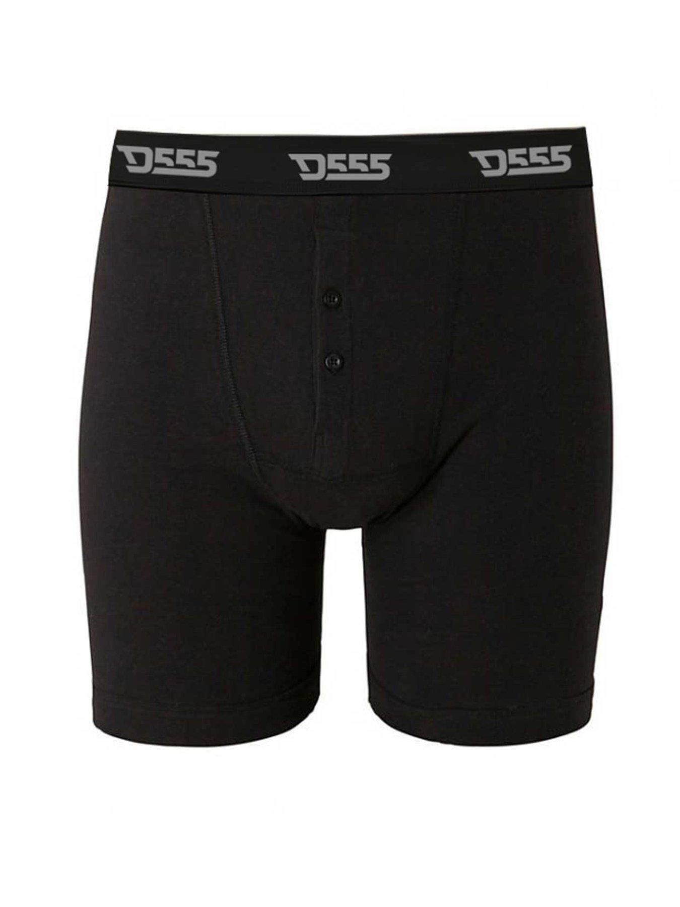 D555 Cotton Boxer Shorts (3 Pack) - Black | very.co.uk