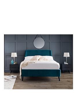 Product photograph of Julian Bowen Frida Curved Velvet Bed - Teal from very.co.uk