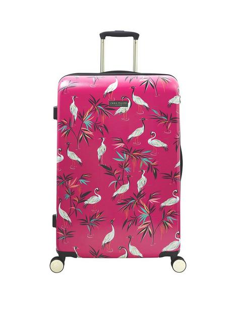 sara-miller-large-pink-heron-4-wheel-trolley-suitcase