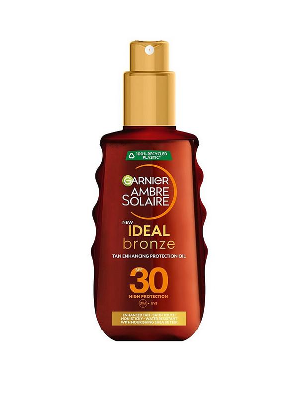 Image 1 of 5 of Garnier Ambre Solaire Ideal Bronze Protective Oil Sun Cream Spray SPF30, UVA &amp; UVB Protection, 150ml (SAVE 32%)