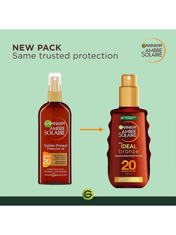 Image 5 of 5 of Garnier Ambre Solaire Ideal Bronze Protective Oil Sun Cream Spray SPF20, UVA &amp; UVB Protection, 150ml (SAVE 32%)