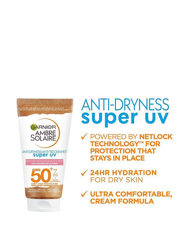 Image 2 of 5 of Garnier Ambre Solaire Anti-Dryness Super UV Protection Cream SPF50+ 50ml (SAVE 17%)