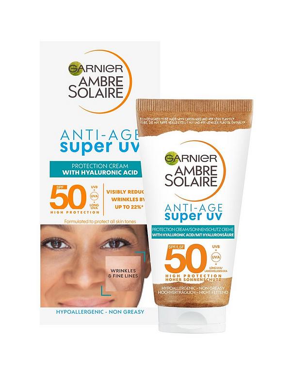 Image 2 of 5 of Garnier Ambre Solaire Anti-age Super UV Face Protection Cream SPF50 50ml, With Niacinamide and Hyaluronic Acid (SAVE 17%)