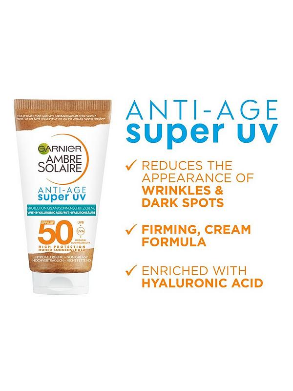 Image 4 of 5 of Garnier Ambre Solaire Anti-age Super UV Face Protection Cream SPF50 50ml, With Niacinamide and Hyaluronic Acid (SAVE 17%)