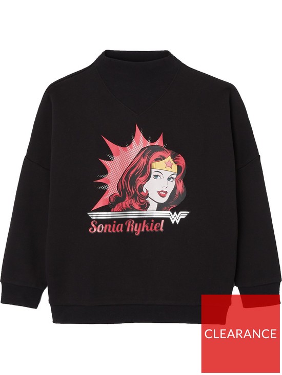 front image of sonia-by-sonia-rykiel-sonia-rykiel-salome-sweatshirt-wonder-woman-black