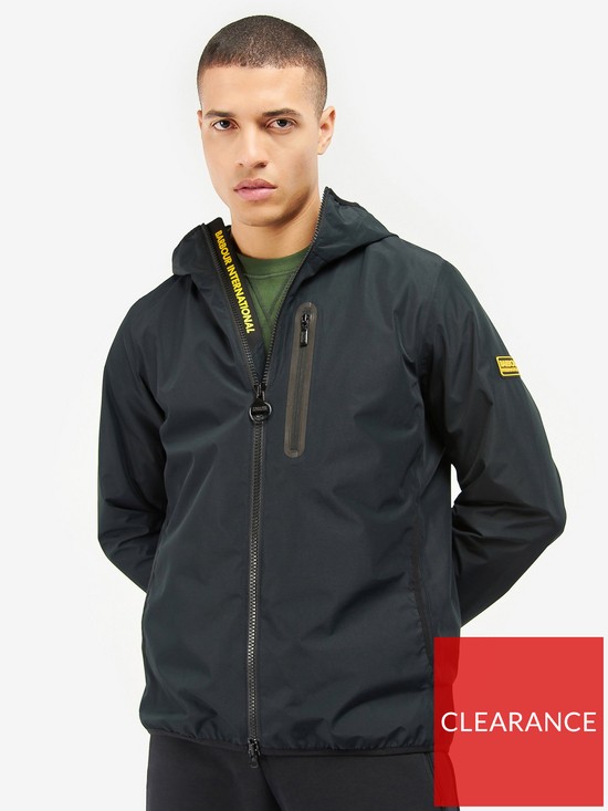 front image of barbour-international-essential-hooded-waterproof-jacket-black