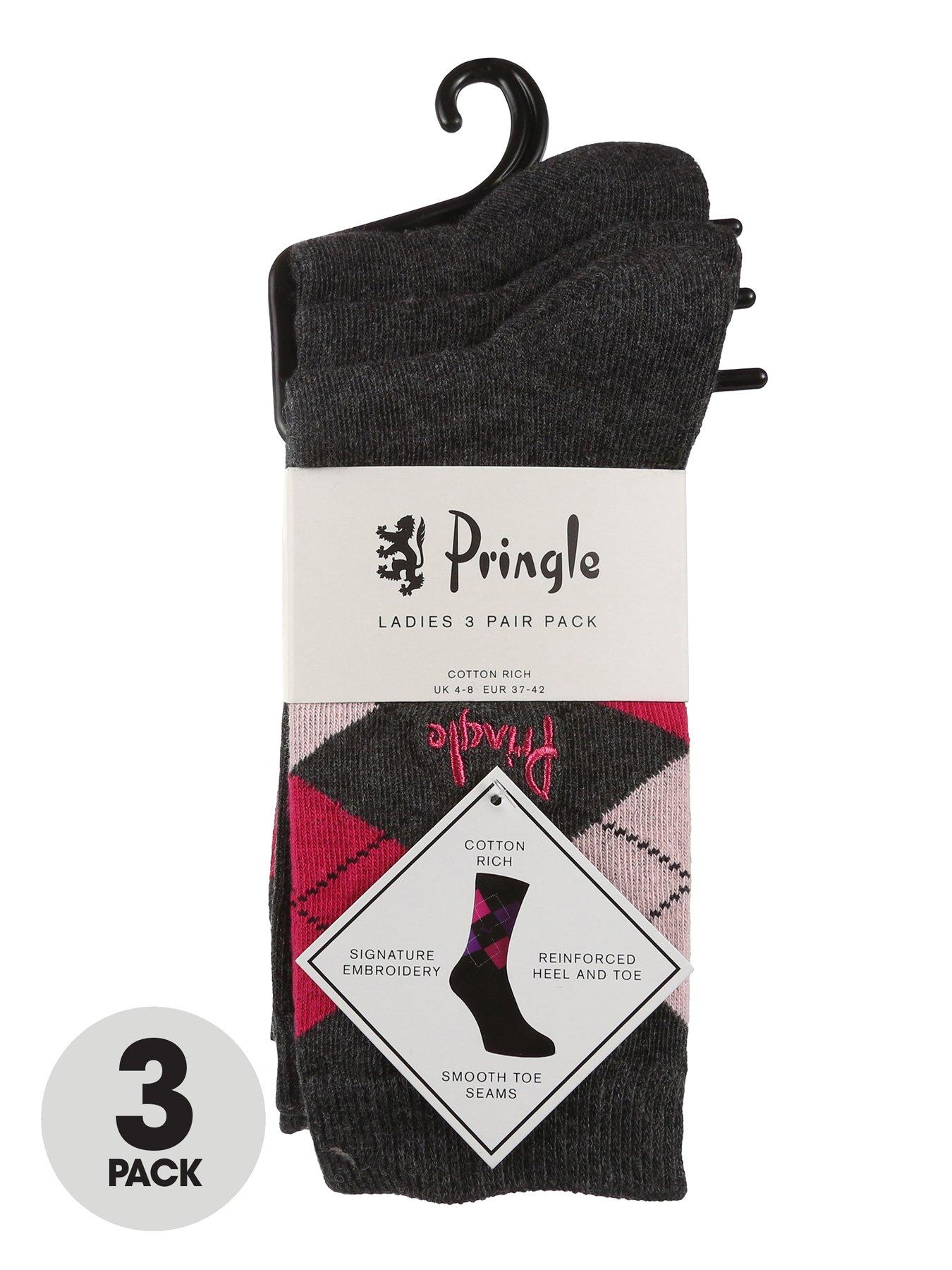 Pringle 3 Pack Argyle Socks - Dark Grey | very.co.uk