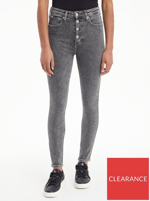 Calvin Klein Jeans High Rise Super Skinny Ankle - Grey 