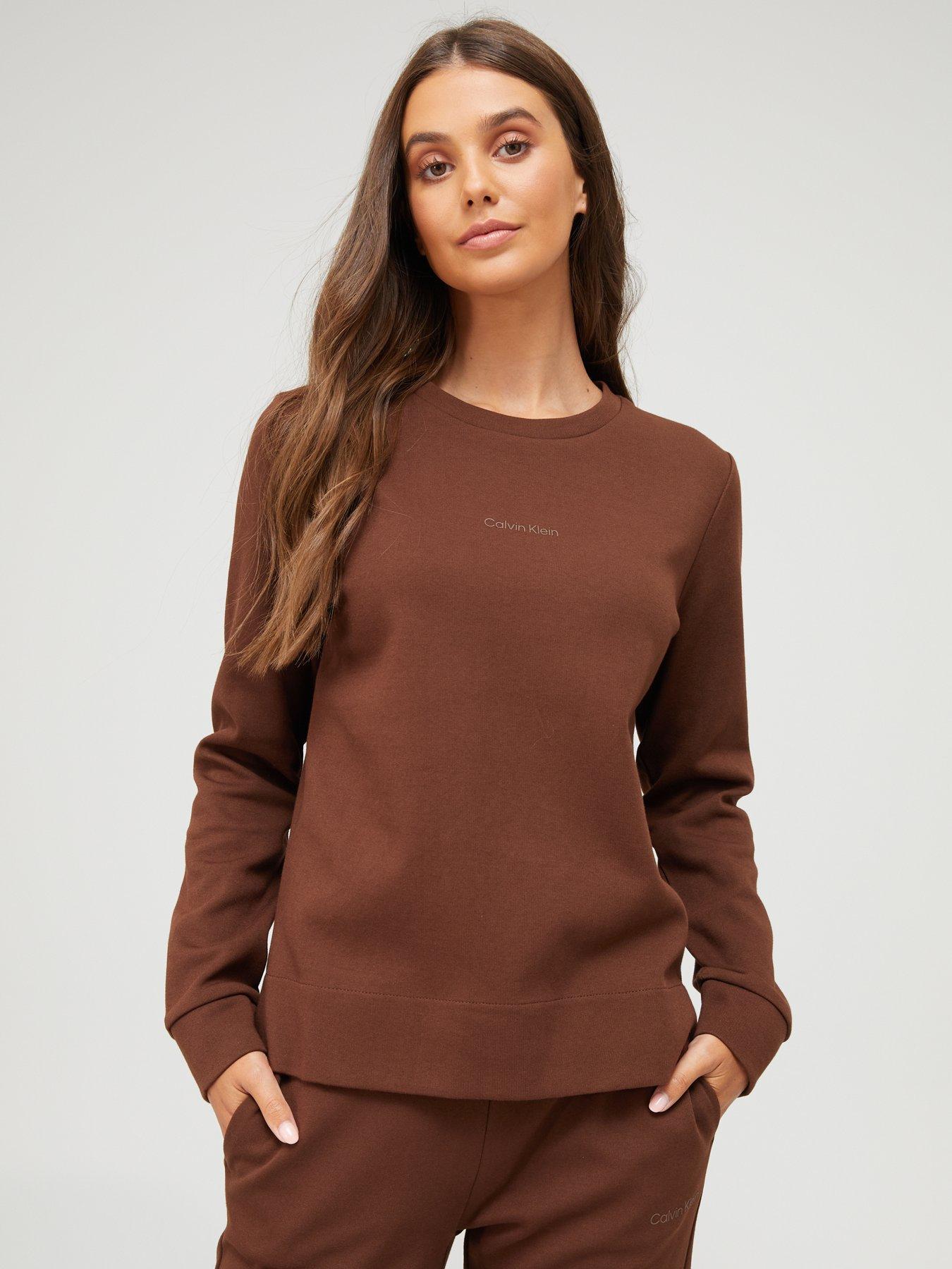 Calvin Klein Micro Logo Essential Sweatshirt - Brown | very.co.uk