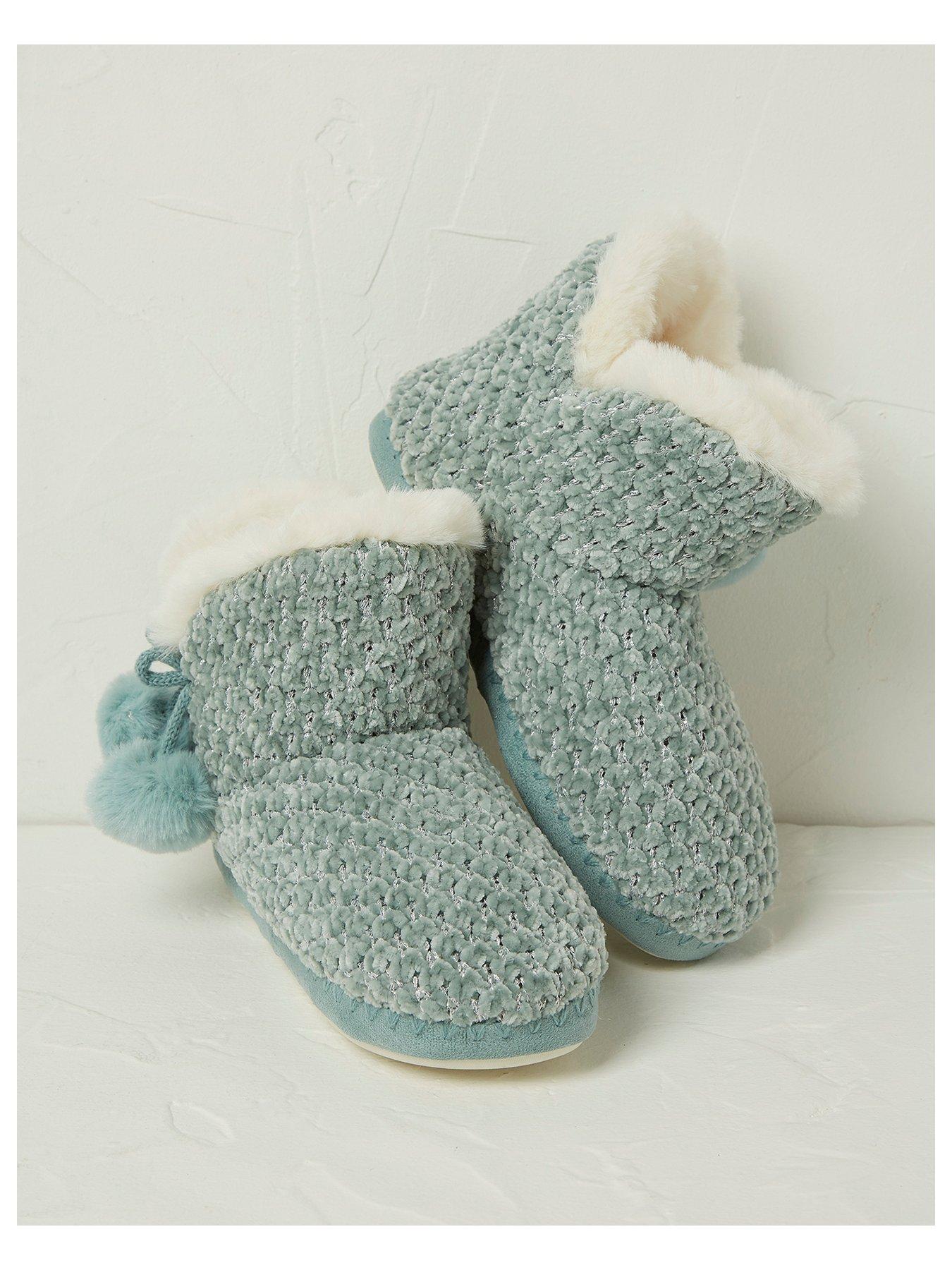 FatFace Millie Chenille Boot Slipper - Green | very.co.uk