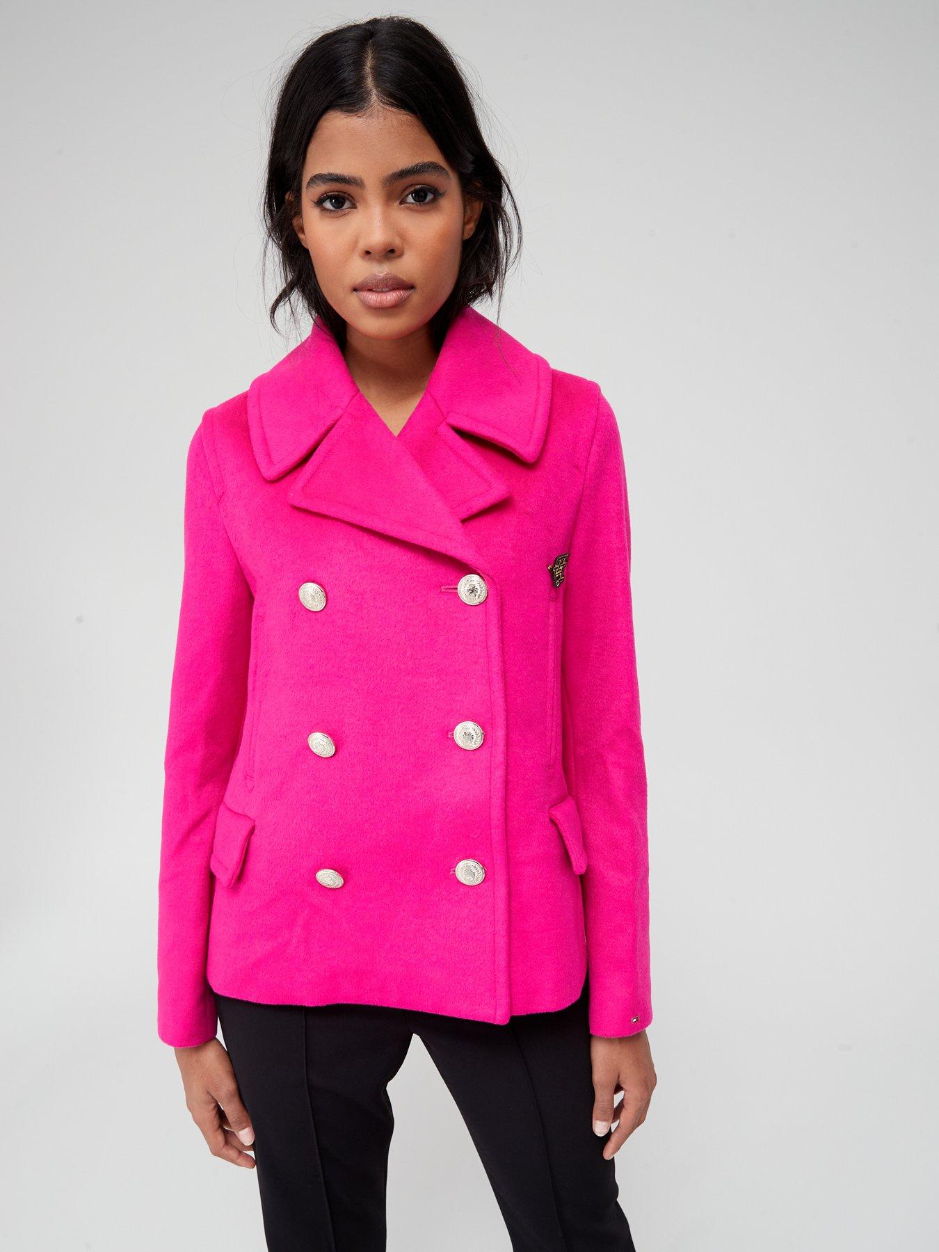 Tommy Blend Breasted Peacoat - Pink | very.co.uk