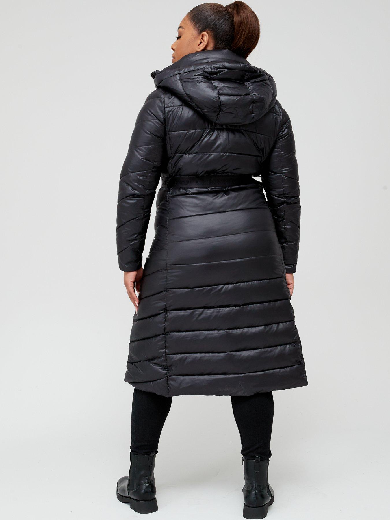 Calvin Klein Plus Size Essential Belted Maxi Coat - Black 