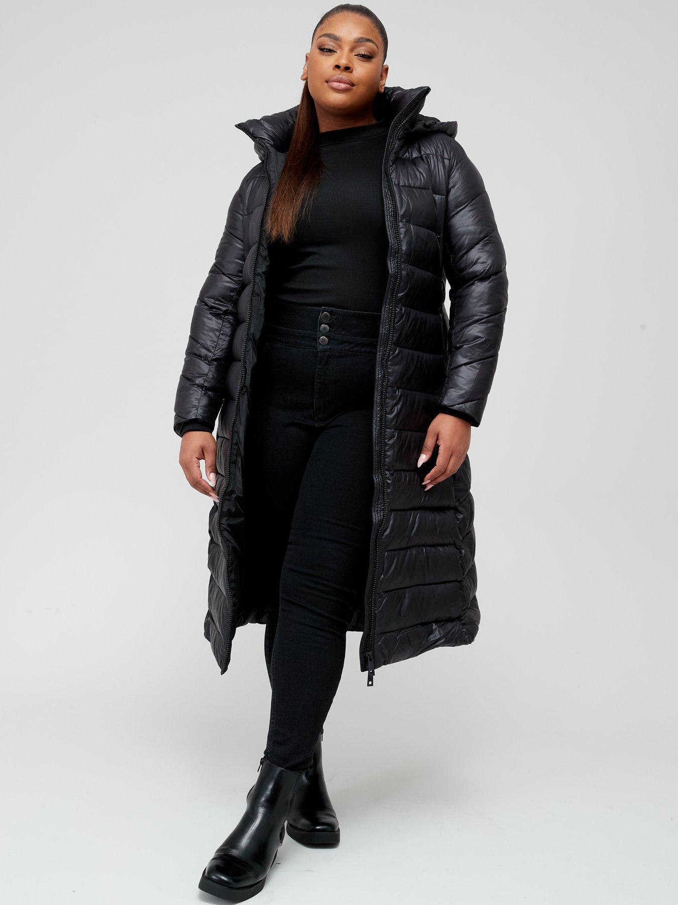 Calvin Klein Plus Size Essential Belted Maxi Coat - Black 